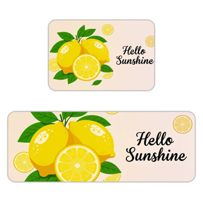 Ensemble de 2 tapis de sol en flanelle aux motifs citron Hello Sunshine.