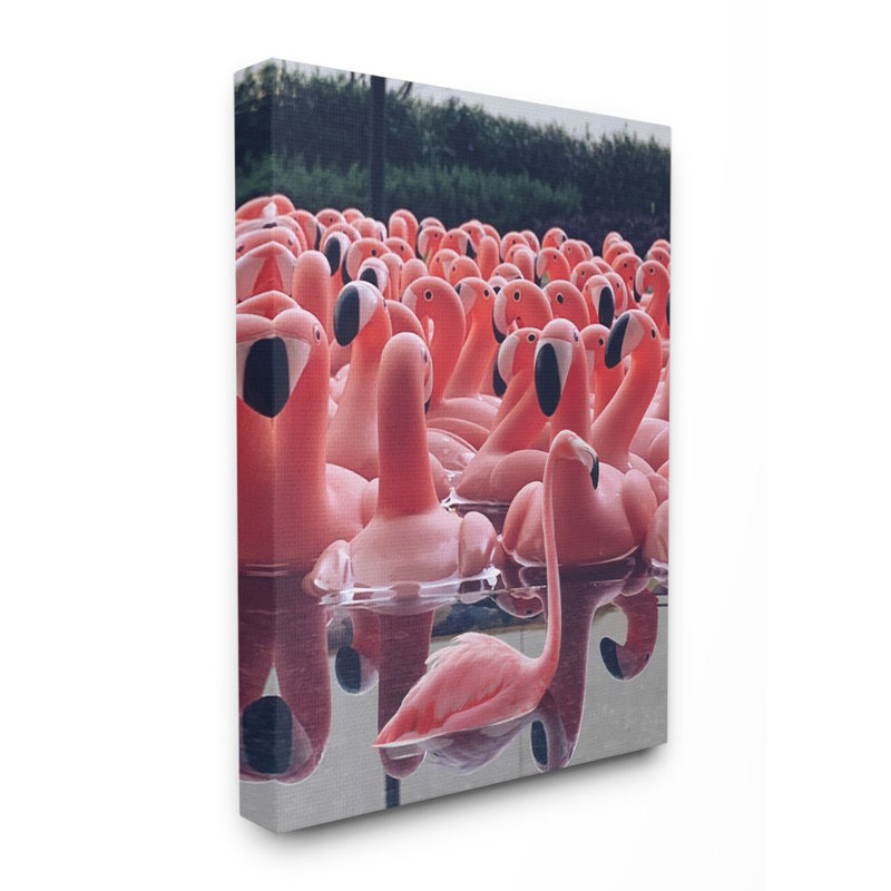Funny Pink Flamingo Pool Bird Canvas Print, 24 x 30