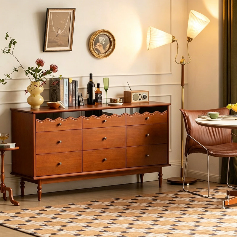 Tall Glass Light Luxury Buffet Table