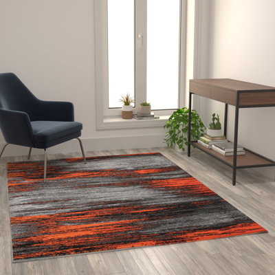 Tapis décoratif orange et gris à motif abstrait Alexavior