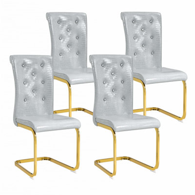 Retro Alligator Skin Upholstered Dining Chairs