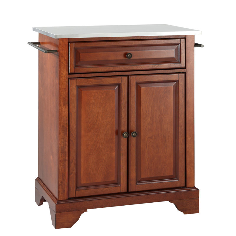 Chariot de cuisine avec plateau en acier inoxydable Hedon, Cerisier classique