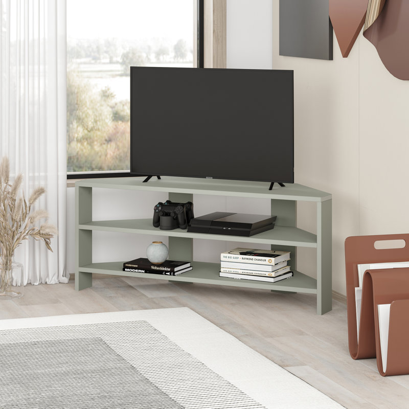 Beene TV Stand for TVs up to 49" Stylish Corner Media Unit, Light Grey