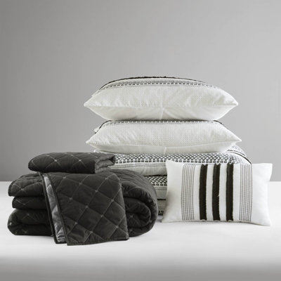7 Piece Stripe Comforter And Quilt Set