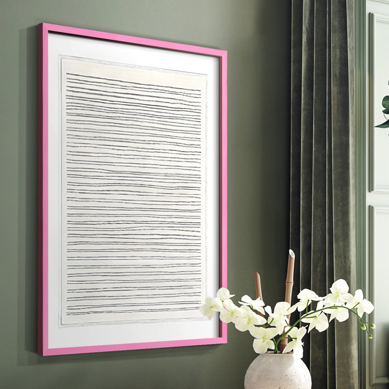 Impression abstraite encadrée CXCI - prête à être accrochée - fabriquée aux États-Unis, H 10 po x l 8 po, Rose