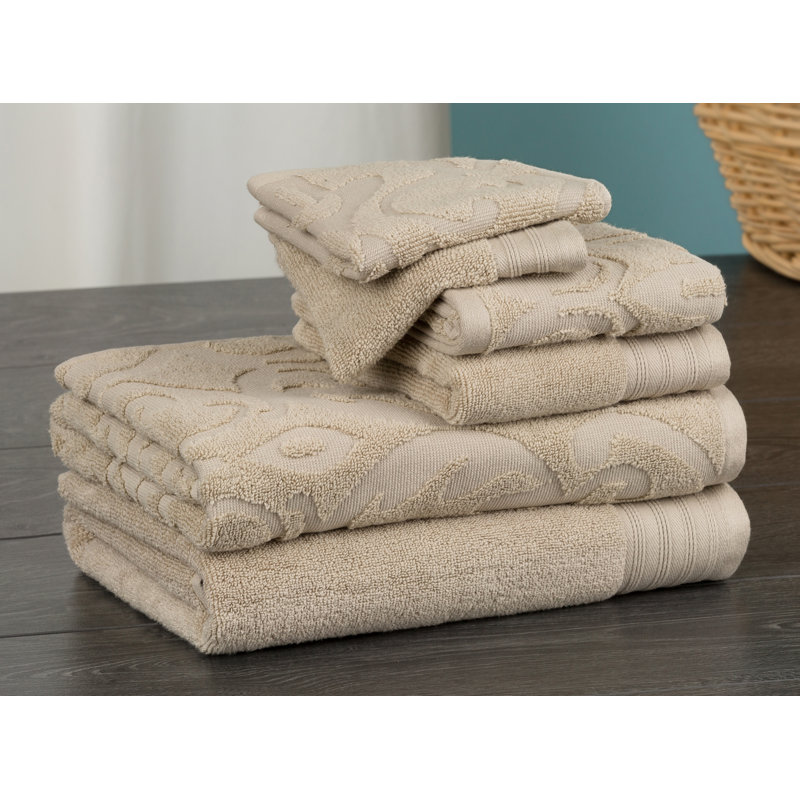 Ensemble de serviettes 6 pièces 100% coton, Beige