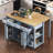 47 inch Kitchen Island with Extendable Dining Table, Rubber Wood Veneer Kitchen Table with Internal Storage Rack, Power Outlet, Kitchen island with Storage 2 Drawers 2 Cabinet,Grey Blue-308958959