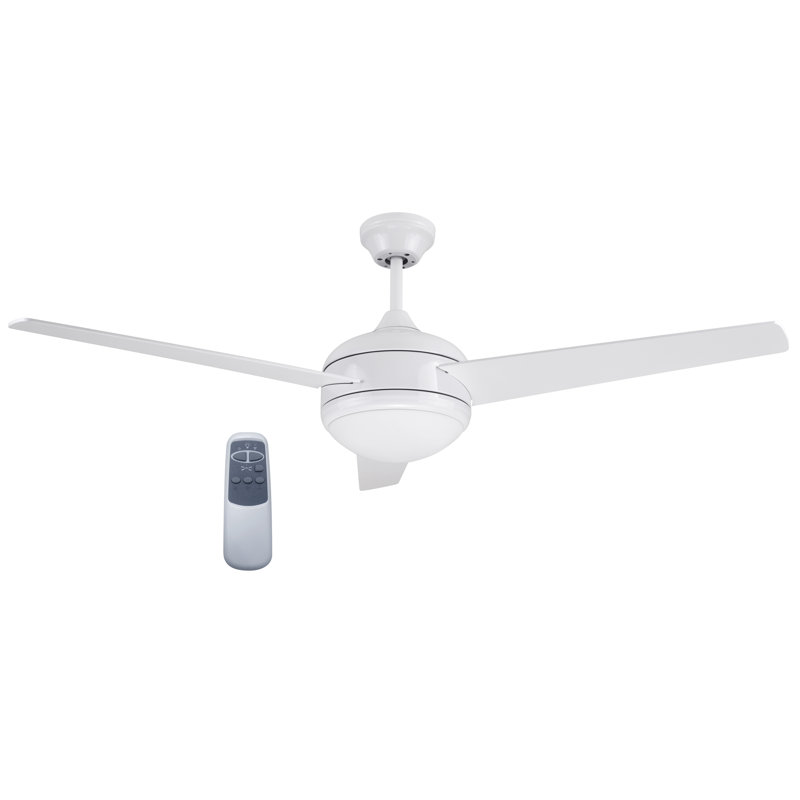 Farmingville 52'' Ceiling Fan with Light Kit, White with White Blade, Remote Control