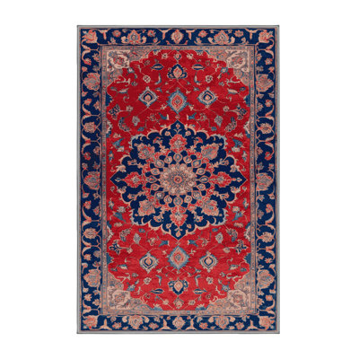 Tapis brun Tabriz lavable à la machine