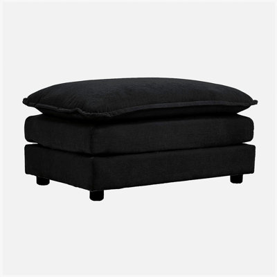 Repose-pieds en tissu chenille à combiner avec un canapé 2 places, un canapé 3 places et un canapé 4 places, chenille noire