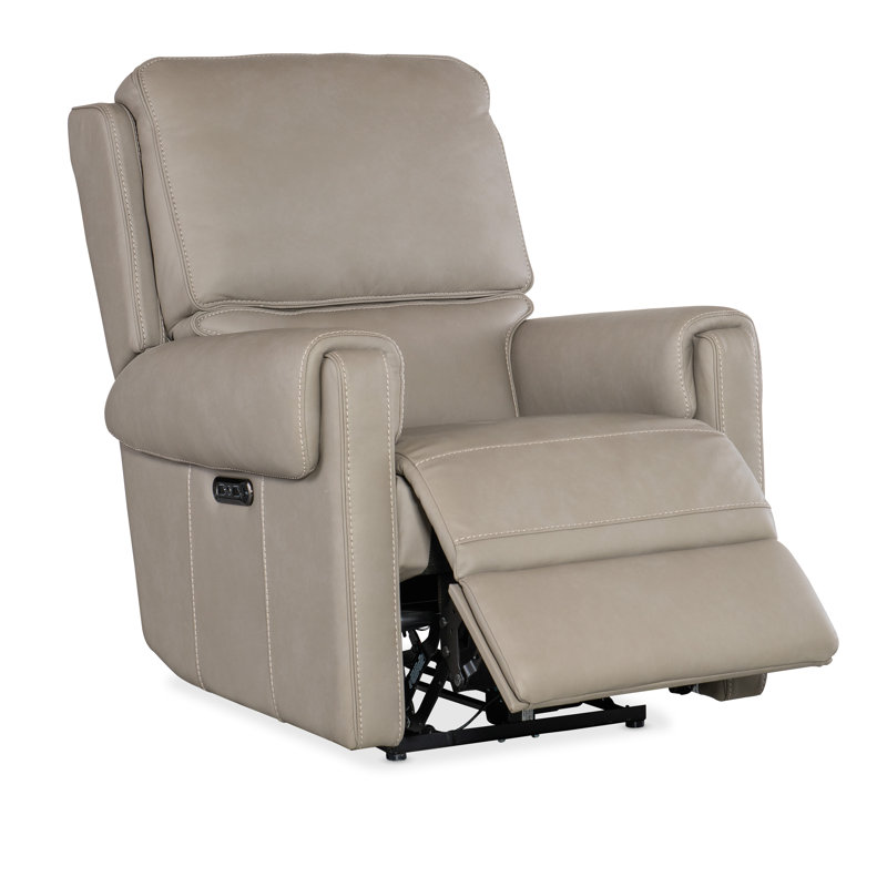SS 34" Wide Genuine Leather Power Zero Gravity Recliner, Somers Dark Taupe Genuine Leather
