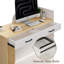 Bureau de réception rectangulaire moderne avec cloison d'intimité en L et éclairage RVB-1413333964