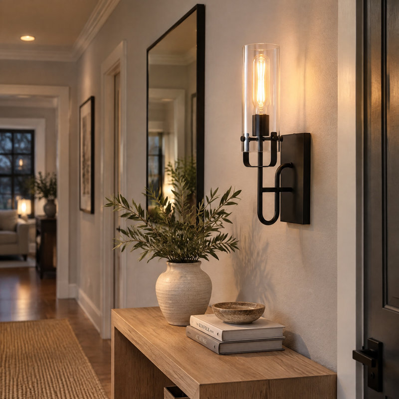 1 - Light Dimmable Armed Sconce, Matte Black