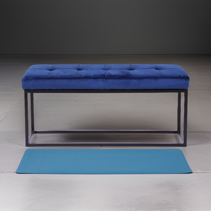 Banc rembourré en velours Chepstow, Noir, Bleu