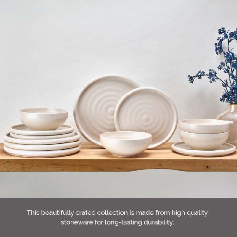 Mikasa Declan Stoneware Dinnerware Set, 12 Piece, Service For 4, Cream
