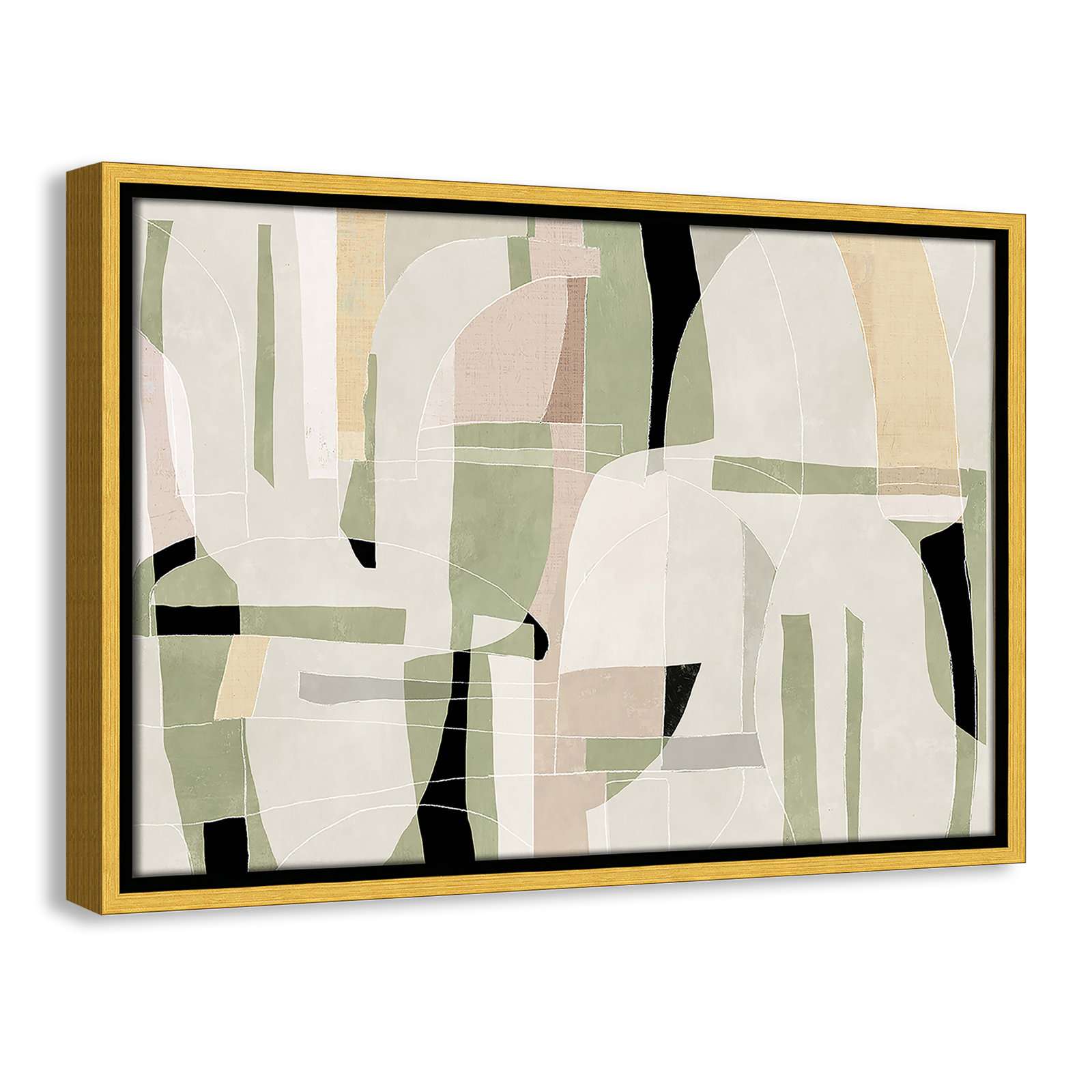 Sunny Barcelona - Floater Frame Canvas, 19.5" W x 13.5" H, Gold