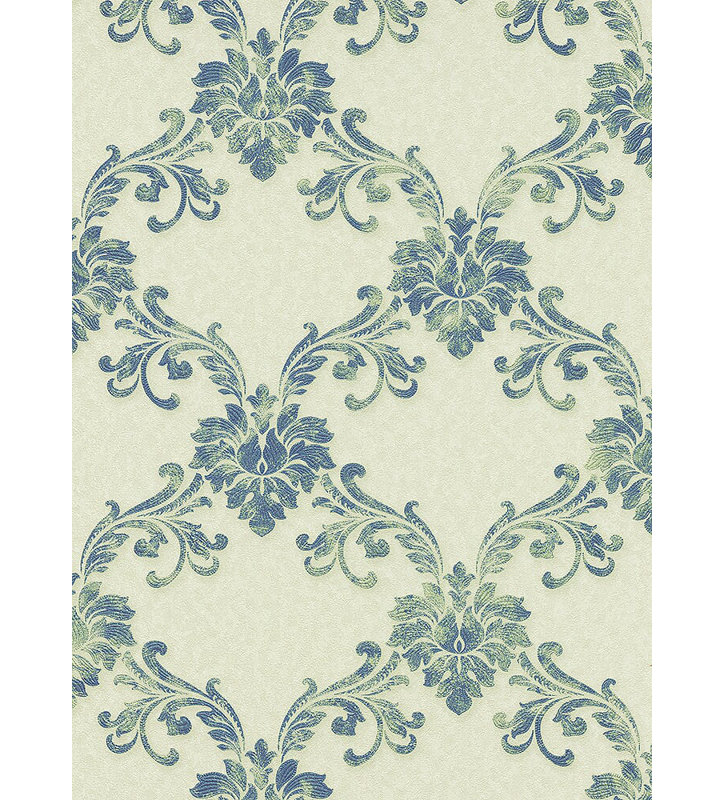 Eckenrode Damask Roll, Cream/Blue