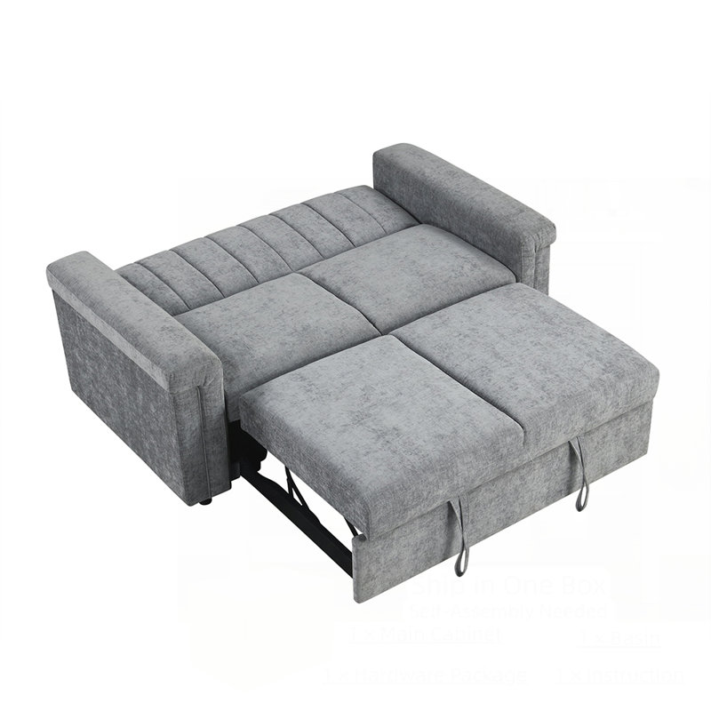 Canapé-lit convertible 3 en 1, canapé-lit escamotable moderne avec 3 dossiers réglables , Gris