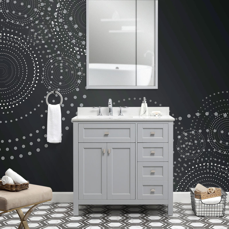 Ensemble de meuble-lavabo sur pied simple 36 po avec comptoir et lavabo Juniper, Gris