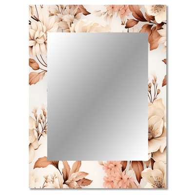Birkhild Vintage Florals - Plants Large Wall Mirror, Botanical, Nature, Floral Decorative Mirror, Printed Metal Art
