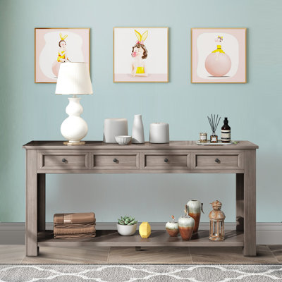 Ameah Classic Wood Console Table with Drawers and Bottom Shelf by Red Barrel Studio