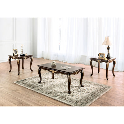 Table basse rectangulaire 1 pièce avec bois massif tabac riche et enchantement traditionnel, pieds, détails dorés, l 48 po x P 27,5 po H 20,5 po