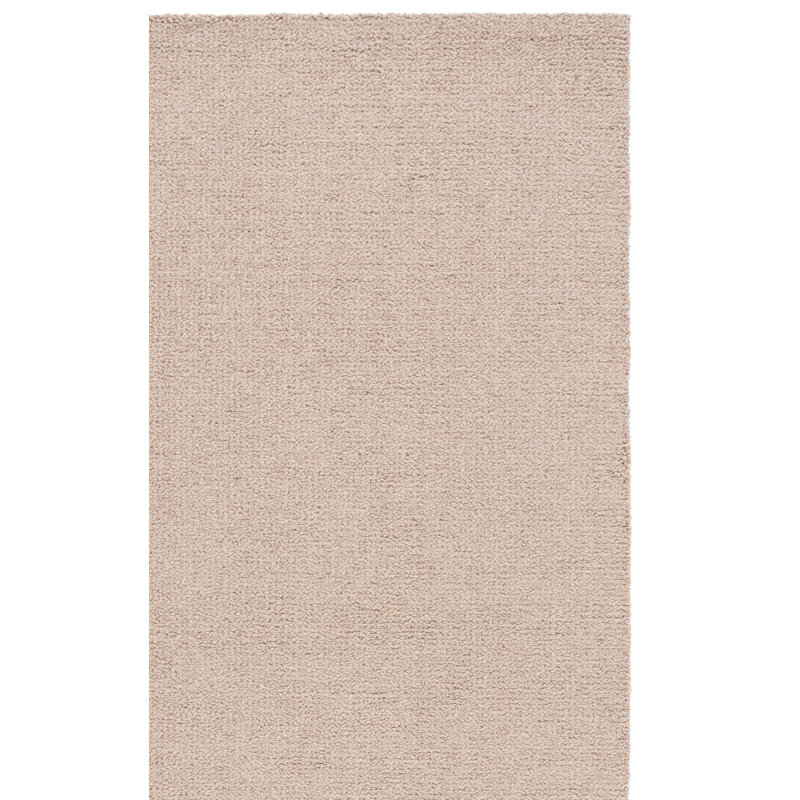 Abstract Hand Tufted Wool/Cotton Solid Color Rug in Light Brown, Rectangle 5' x 8'