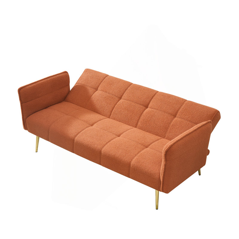 70-Inch Teddy Fleece Sofabed, Convertible Futon Sofabed With Adjustable Arms And Backrest, Modern Love Sofa For Living Room And Bedroom.