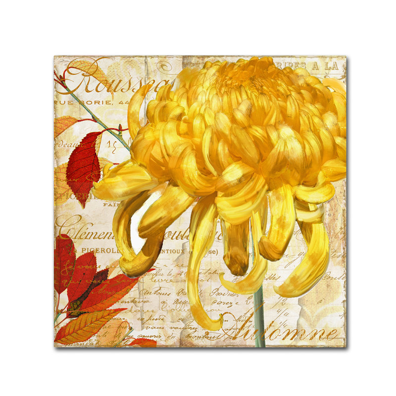 Yellow Chrysanthemums on Canvas with Birch Wood Frame