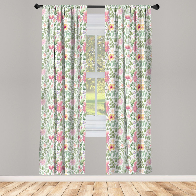 Garden Floral Semi-Sheer Rod Pocket Sliding Panel, 28" x 63"