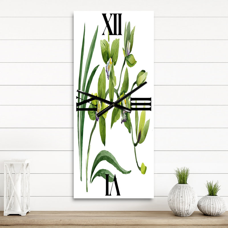 Orchidée verte - Horloge murale traditionnelle, Grand