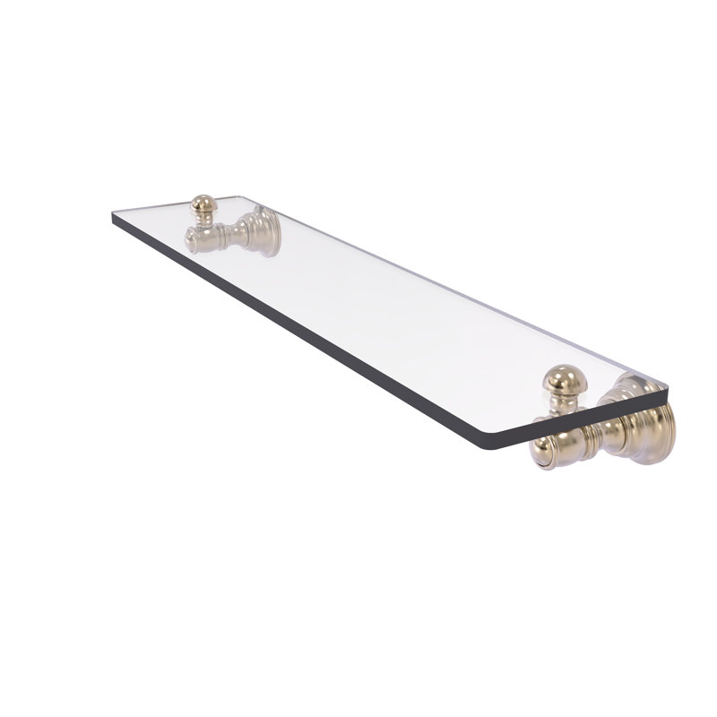 Freyja Glass Accent Shelf with Towel Bar, 2.4" H x 22" W x 5.54" D, Antique Pewter