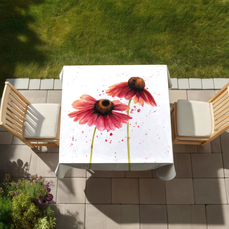 Two Pink Daisies Tablecloth - Floral Indoor/Outdoor Decor