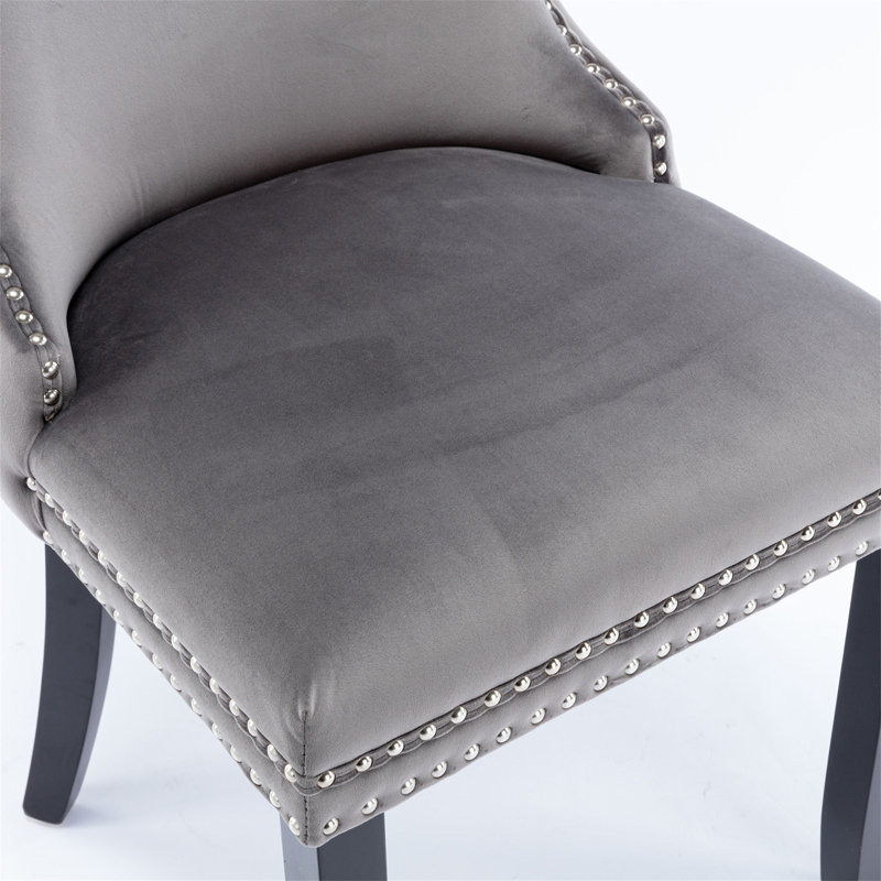 Modern Upholstered Bar Stools With Comfortable Tufted For Home Pub And Kitchen Island, Black, Grey