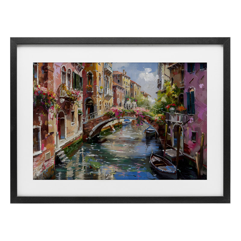 Reflections of Venice, reproduction encadrée sous verre, design par LSR Creative Studio, H 14 po x l 20 po, Cadre noir minuit