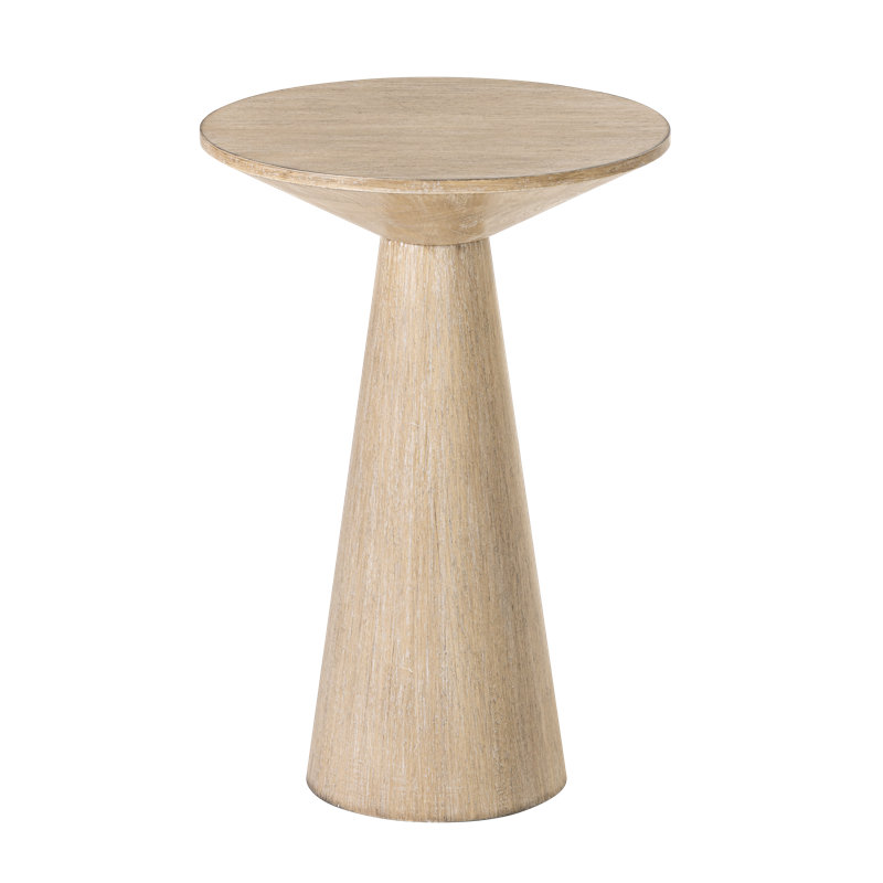 Solid Wood Pedestal End Table, 49.5cm H x 34.3cm W x 34.3cm D, Light Wood