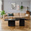 Ensemble de tables basses carrées de style rétro avec finition grain de bois, pour le salon, le bureau et la salle à manger, noir (ensemble de 2)-989704356