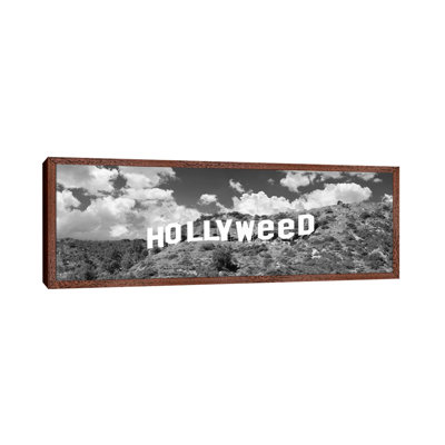 Hollywood Sign Changed To Hollyweed, Los Angeles, California, USA (Black And White) by Panoramic Images - Panoramic Gallery-Wrapped Canvas Giclée on Canvas