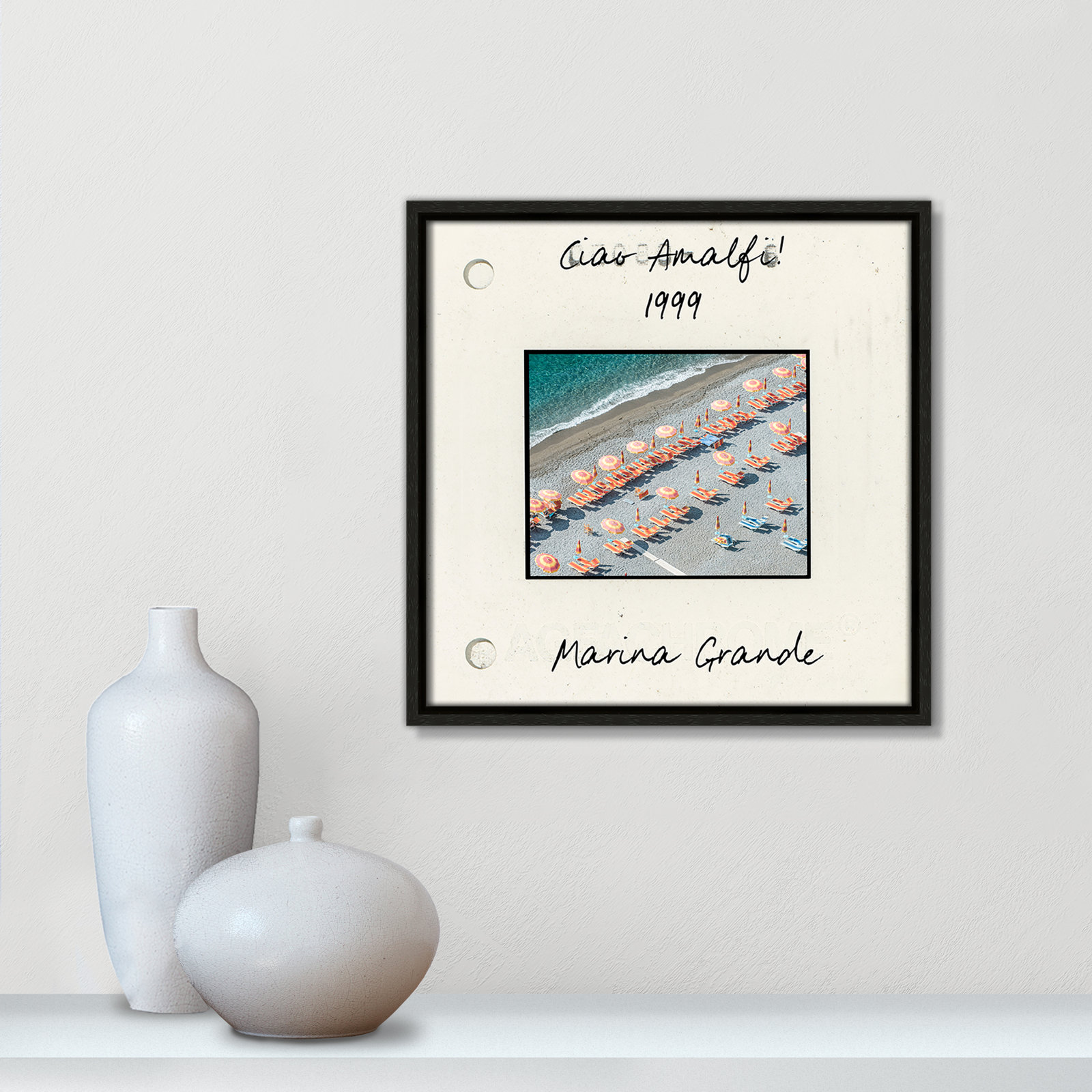 Ritona "Amalfi, Italy - Marina Grande" Print, Espresso Floater Framed Canvas, 13.5" H x 13.5" W x 2" D