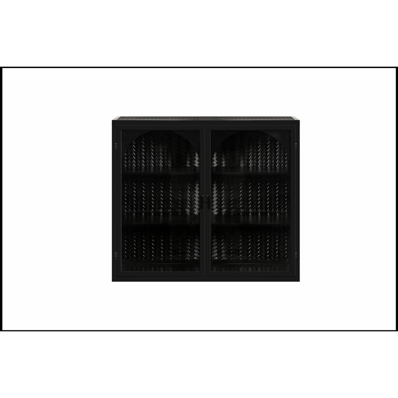 Modern Two-door Wall Cabinet with Three-tier Storage, Perfect for Organized and Stylish Home Decor., Black