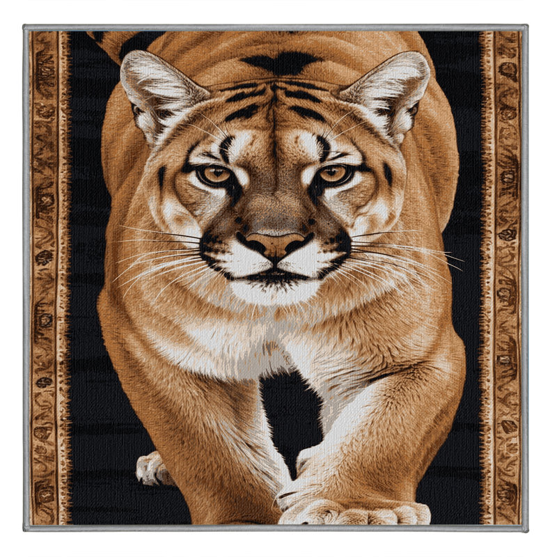 Washable Eastern Cougar Big Cats Area Rug, Rectangle 3' x 5'