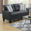 Polyfibre gris anthracite brillant 2 pièces - et avec structure en pin massif, base en contreplaqué, dossier, coussins à rayures, pieds en bois pour le salon
