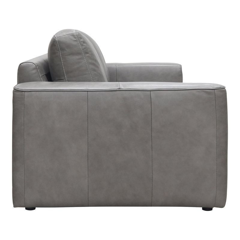 89" Genuine Leather Square Arm Sofa Bed, Gray