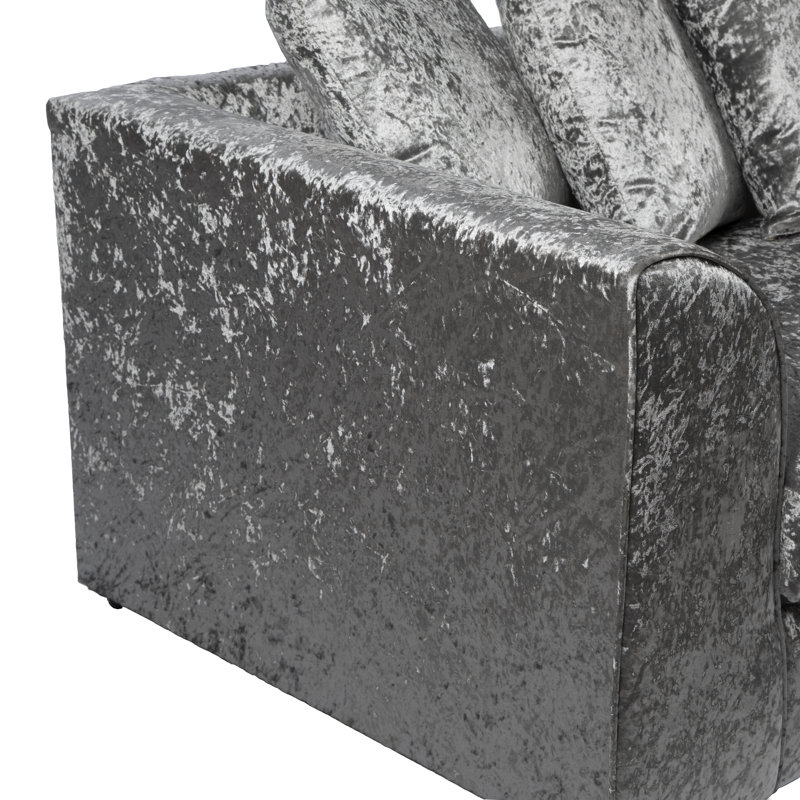 Romelia Velvet Sofa, Silver, 3