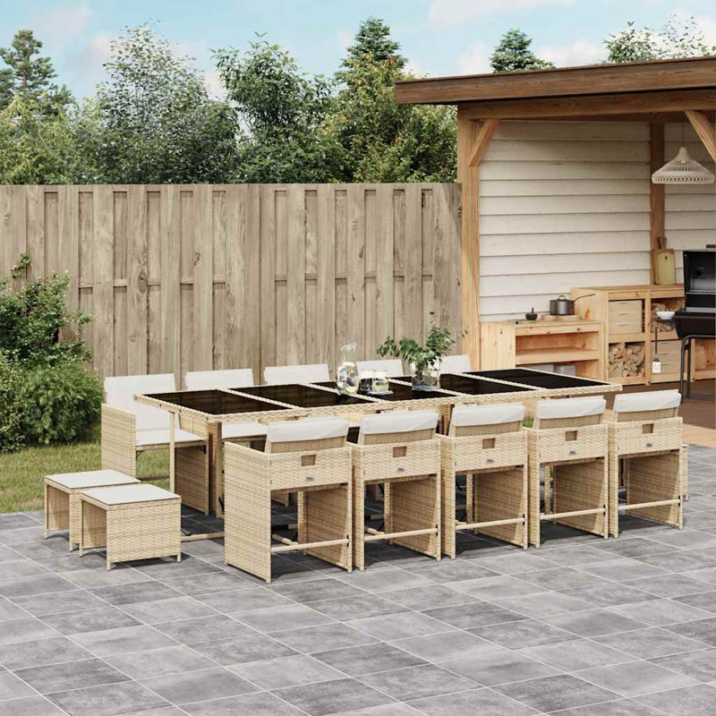 Patio Dining Set Table,, Cream White, Beige