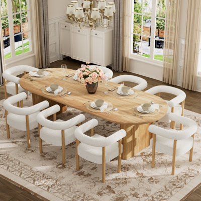 Oak Extendable Oval MDF Dining Table, Multi-Functional Expandable Table, Can Be Used as Dining Table, Office Desk & Coffee Table for Dining Room, Living Room