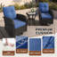Ensemble de patio à bascule pivotant en osier 3 pièces avec table en verre à 2 niveaux et coussins de 4 po-130917956