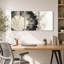 Ensemble de 3 tableaux muraux sur toile représentant une section transversale d'anneaux d'arbre en noir et beige-1801781878