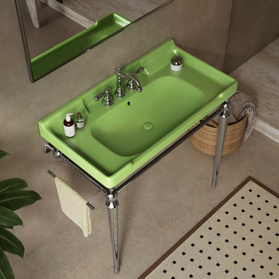 Wall-Mounted Bathroom Console Sink With Pre-Drilled Faucet Holes, Freestanding Support Legs And Towel Bar, Ideal For Modern Bathrooms