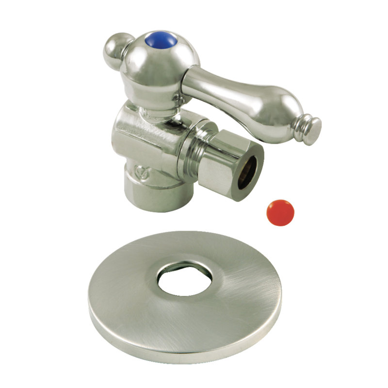 Comp Quarter-Turn Angle Stop Valve, Nickel brossé
